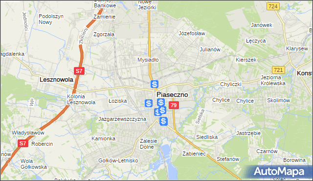 mapa Piaseczno, Piaseczno na mapie Targeo