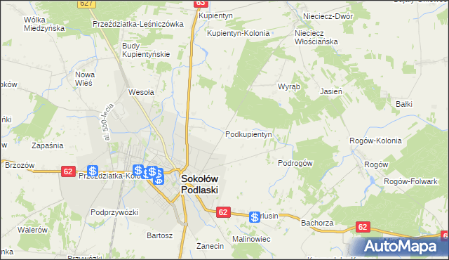 mapa Podkupientyn, Podkupientyn na mapie Targeo