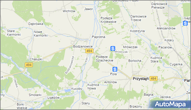 mapa Podłęże Szlacheckie, Podłęże Szlacheckie na mapie Targeo