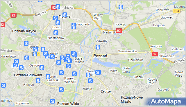 mapa Poznania, Poznań na mapie Targeo