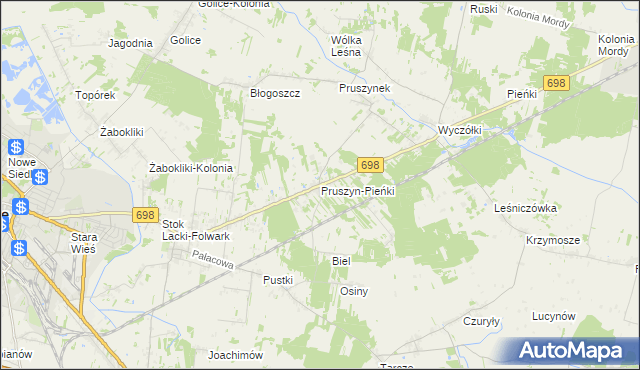 mapa Pruszyn-Pieńki, Pruszyn-Pieńki na mapie Targeo