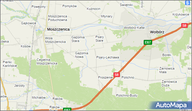 mapa Psary-Lechawa, Psary-Lechawa na mapie Targeo