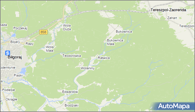 mapa Ratwica, Ratwica na mapie Targeo