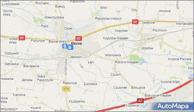 mapa Rokitno gmina Błonie, Rokitno gmina Błonie na mapie Targeo