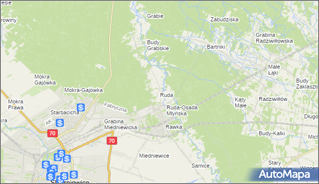 mapa Ruda gmina Skierniewice, Ruda gmina Skierniewice na mapie Targeo