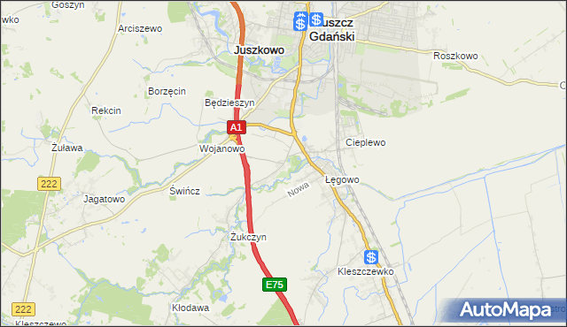 mapa Rusocin gmina Pruszcz Gdański, Rusocin gmina Pruszcz Gdański na mapie Targeo