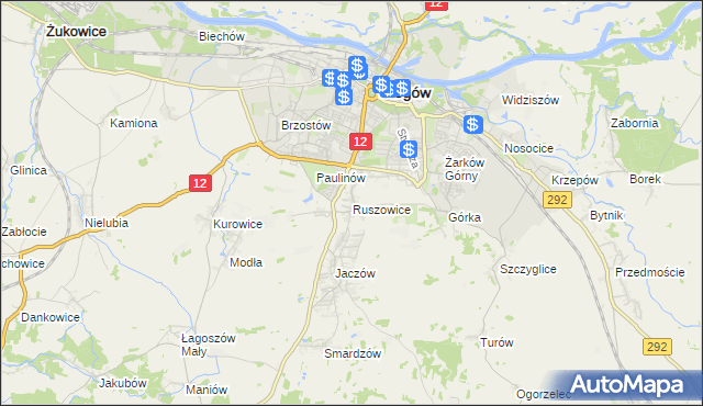 mapa Ruszowice gmina Głogów, Ruszowice gmina Głogów na mapie Targeo