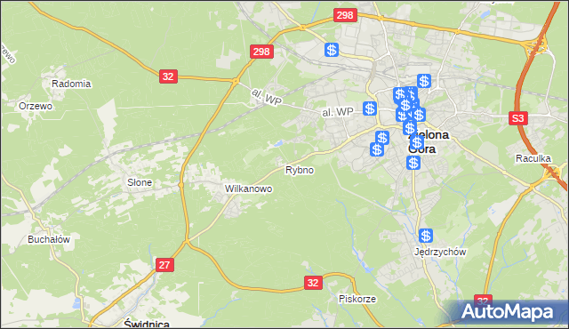 mapa Rybno gmina Świdnica, Rybno gmina Świdnica na mapie Targeo