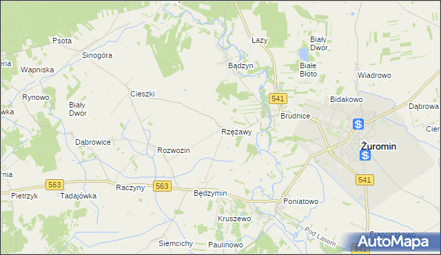 mapa Rzężawy gmina Żuromin, Rzężawy gmina Żuromin na mapie Targeo
