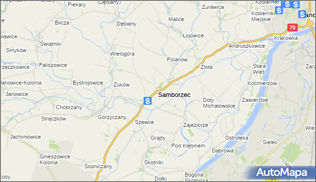 mapa Samborzec, Samborzec na mapie Targeo