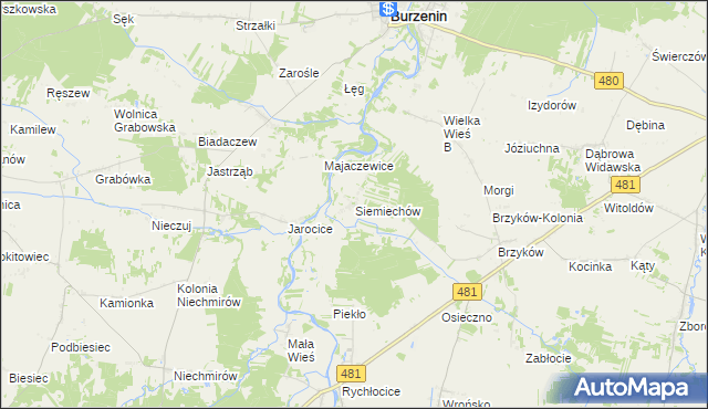 mapa Siemiechów gmina Widawa, Siemiechów gmina Widawa na mapie Targeo