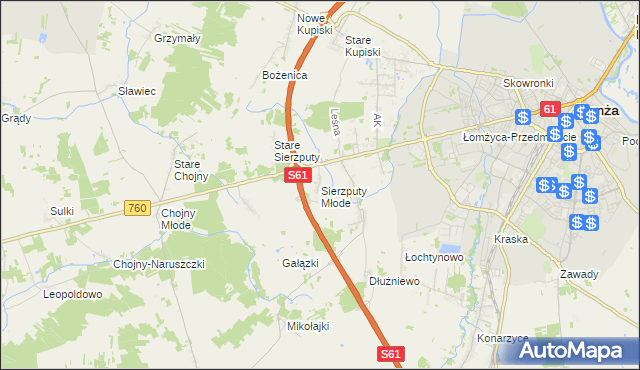 mapa Sierzputy Młode, Sierzputy Młode na mapie Targeo