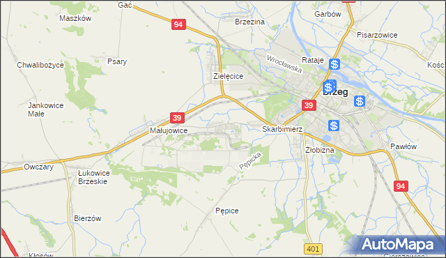 mapa Skarbimierz-Osiedle, Skarbimierz-Osiedle na mapie Targeo