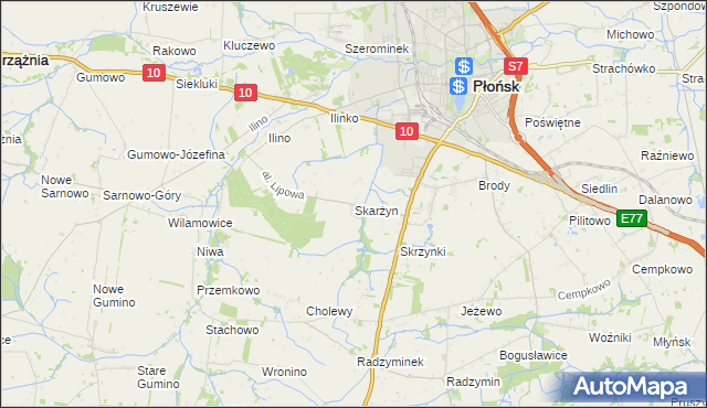 mapa Skarżyn gmina Płońsk, Skarżyn gmina Płońsk na mapie Targeo
