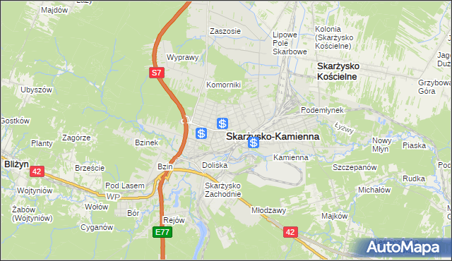 mapa Skarżysko-Kamienna, Skarżysko-Kamienna na mapie Targeo