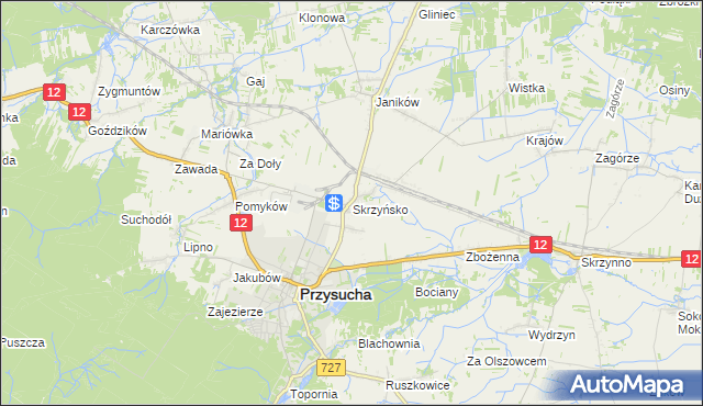 mapa Skrzyńsko, Skrzyńsko na mapie Targeo