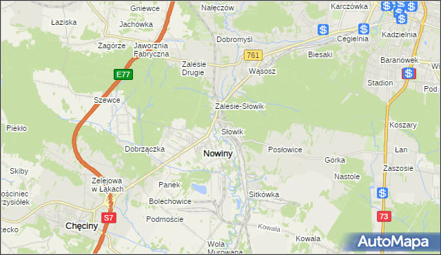 mapa Słowik gmina Sitkówka-Nowiny, Słowik gmina Sitkówka-Nowiny na mapie Targeo