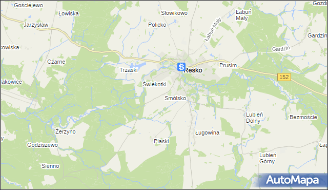 mapa Smólsko gmina Resko, Smólsko gmina Resko na mapie Targeo
