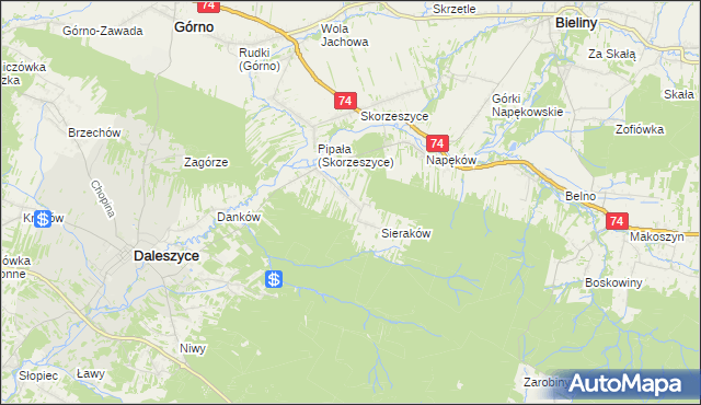 mapa Smyków gmina Daleszyce, Smyków gmina Daleszyce na mapie Targeo