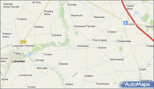 mapa Sokołowo gmina Brześć Kujawski, Sokołowo gmina Brześć Kujawski na mapie Targeo