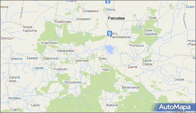 mapa Sowy gmina Pakosław, Sowy gmina Pakosław na mapie Targeo