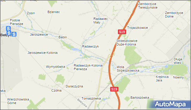 mapa Strzeszkowice Małe, Strzeszkowice Małe na mapie Targeo