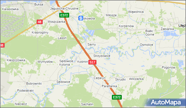 mapa Strzyżowice gmina Żyrzyn, Strzyżowice gmina Żyrzyn na mapie Targeo