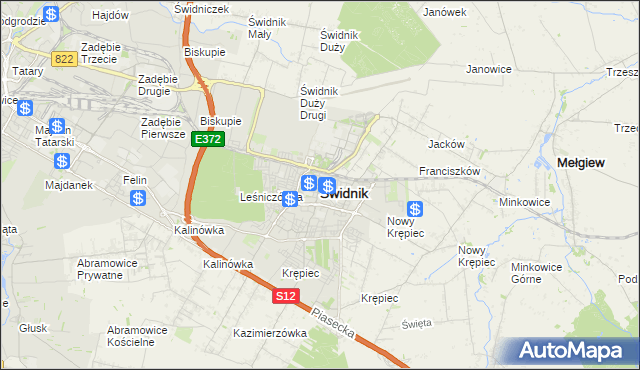 mapa Świdnika, Świdnik na mapie Targeo