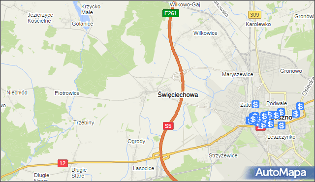 mapa Święciechowa, Święciechowa na mapie Targeo