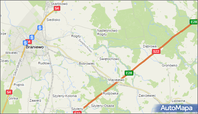 mapa Świętochowo, Świętochowo na mapie Targeo