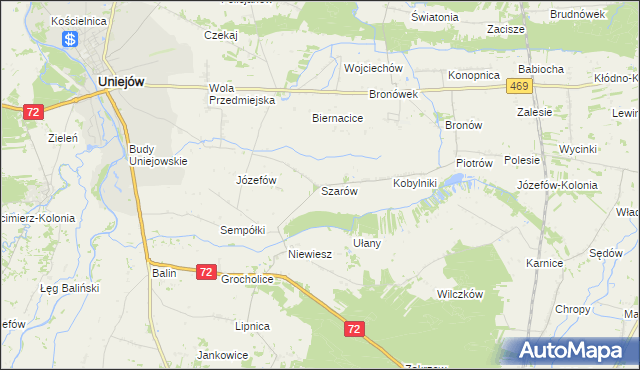 mapa Szarów gmina Poddębice, Szarów gmina Poddębice na mapie Targeo