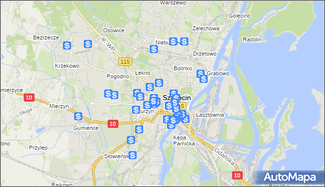 mapa Szczecina, Szczecin na mapie Targeo