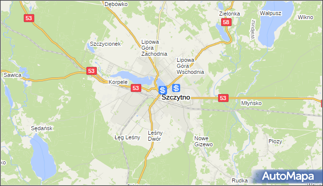 mapa Szczytno, Szczytno na mapie Targeo