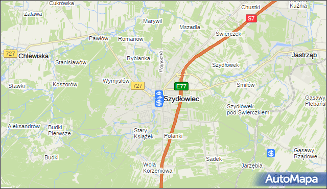 mapa Szydłowiec, Szydłowiec na mapie Targeo