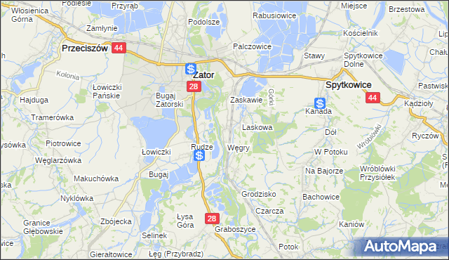 mapa Trzebieńczyce, Trzebieńczyce na mapie Targeo