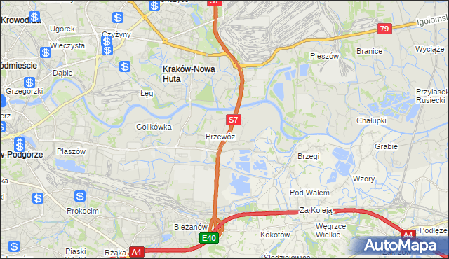 mapa Ulica gmina Kraków, Ulica gmina Kraków na mapie Targeo