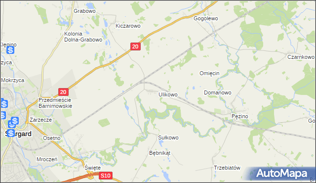 mapa Ulikowo, Ulikowo na mapie Targeo