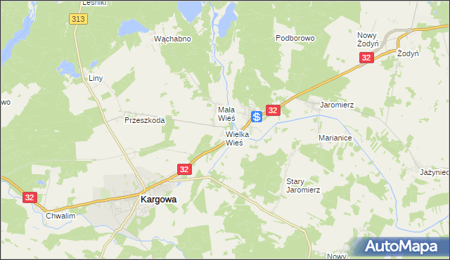 mapa Wielka Wieś gmina Siedlec, Wielka Wieś gmina Siedlec na mapie Targeo