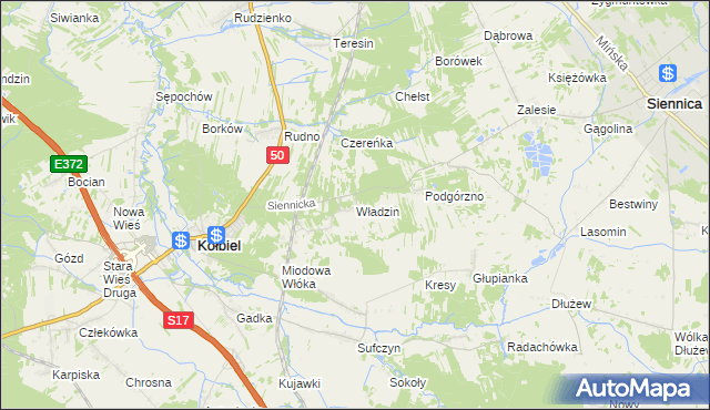 mapa Władzin, Władzin na mapie Targeo