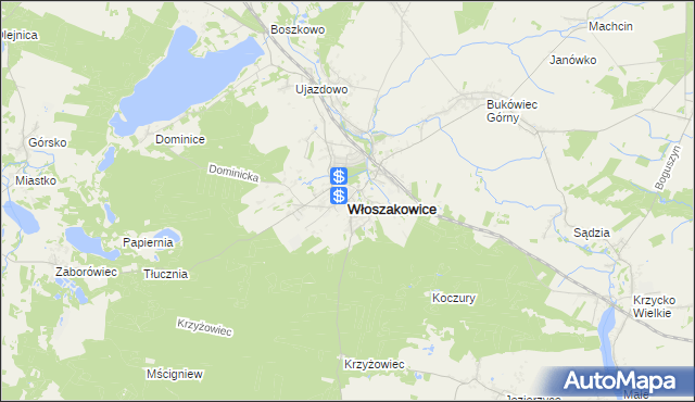 mapa Włoszakowice, Włoszakowice na mapie Targeo