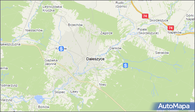 mapa Wójtostwo gmina Daleszyce, Wójtostwo gmina Daleszyce na mapie Targeo