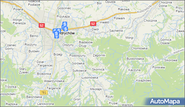 mapa Zagórnik gmina Andrychów, Zagórnik gmina Andrychów na mapie Targeo