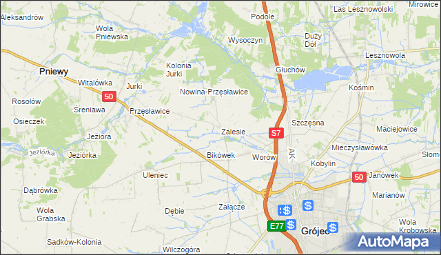 mapa Zalesie gmina Grójec, Zalesie gmina Grójec na mapie Targeo