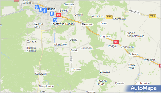 mapa Zimnodół, Zimnodół na mapie Targeo