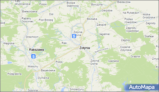 mapa Żołynia, Żołynia na mapie Targeo