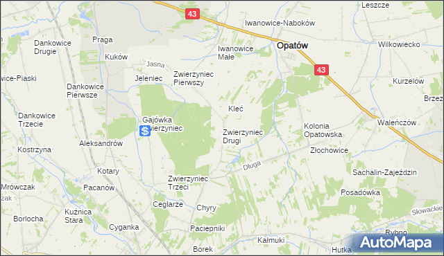 mapa Zwierzyniec Drugi, Zwierzyniec Drugi na mapie Targeo
