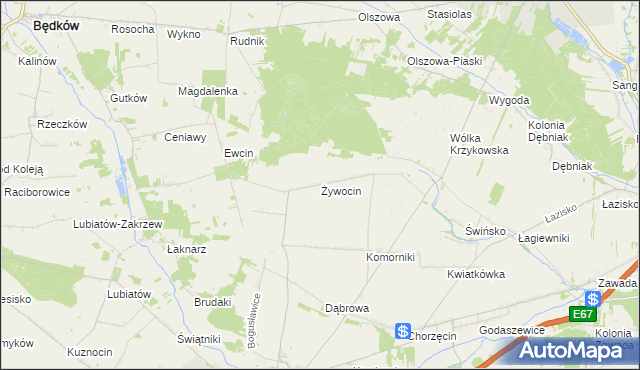 mapa Żywocin, Żywocin na mapie Targeo