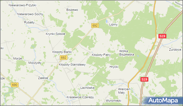 mapa Kłopoty-Patry, Kłopoty-Patry na mapie Targeo