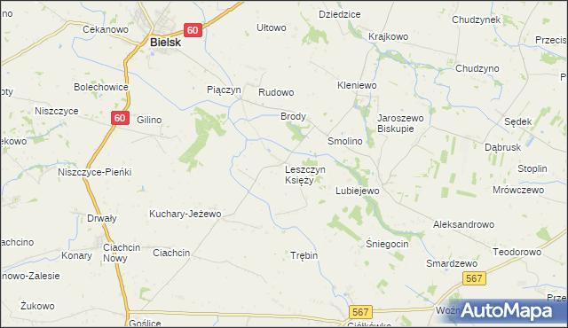 mapa Leszczyn Księży, Leszczyn Księży na mapie Targeo