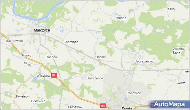 mapa Lipnica gmina Środa Śląska, Lipnica gmina Środa Śląska na mapie Targeo
